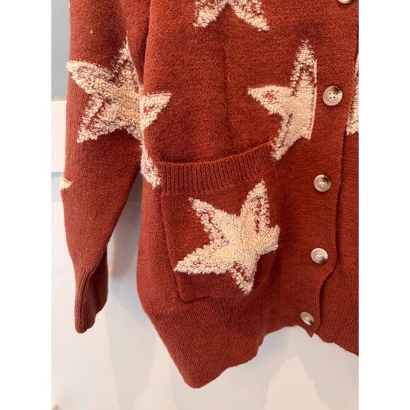 Talulah Star Pattern Textured Button Up Cardigan With Pockets Womens Size Large - Picture 3 of 8